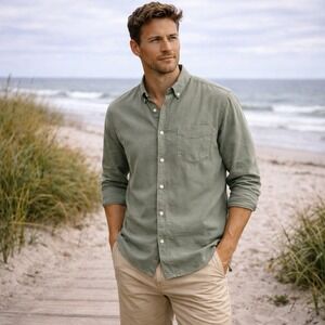NN07 Levon Lyocell Shirt 5969 Dusty Green L Regular TENCEL $205 Resort vacation